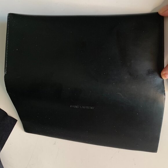 SAINT LAURENT PARIS BLACK LEATHER EYEGLASSES CASE - Picture 5 of 7